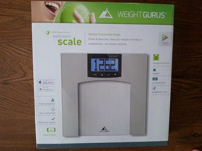 Weight Gurus Smartphone Connected Digital Bathroom Scale, Large Backlit LCD  and Weightless Technology 